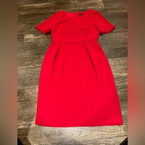Women’s J Crew Red Sheath Dress With Sleeves Sz 0